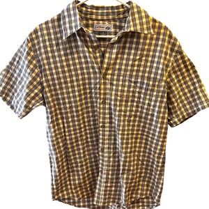 Brown Plaid Short Sleeve Button Up Shirt by Urban Pipeline.  Size = Medium.